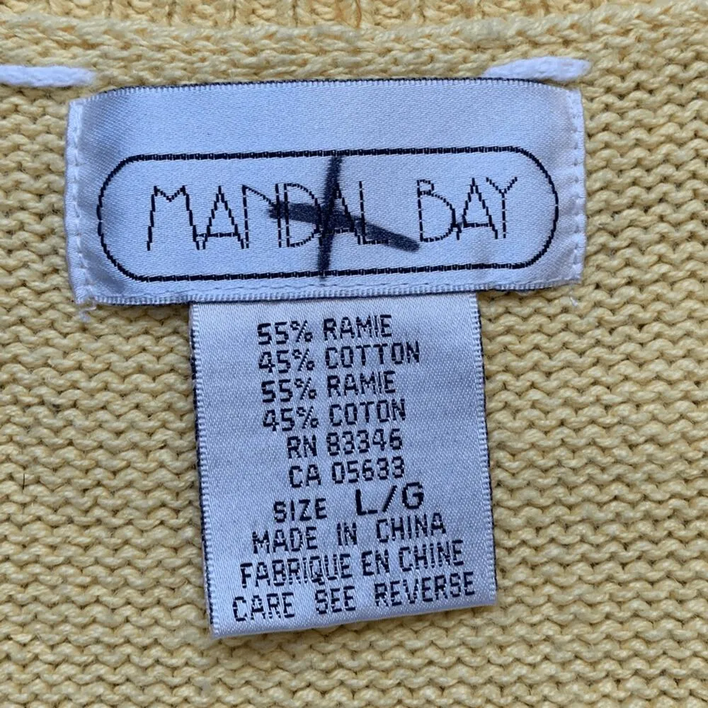 Vintage 90s Mandal Bay Yellow Knit Sweater Vest Shopping Bag Appliqués Large - Image 9