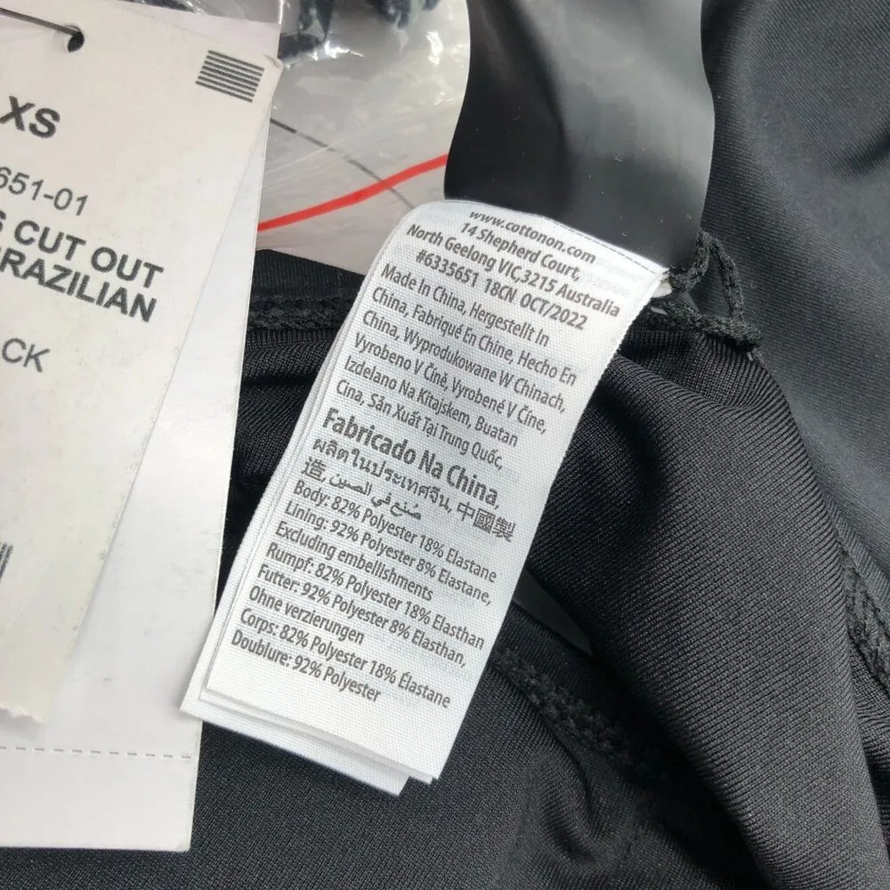 Cotton On Body Strapless Cut Out One Piece Brazilian Swimsuit Black XS - Image 4