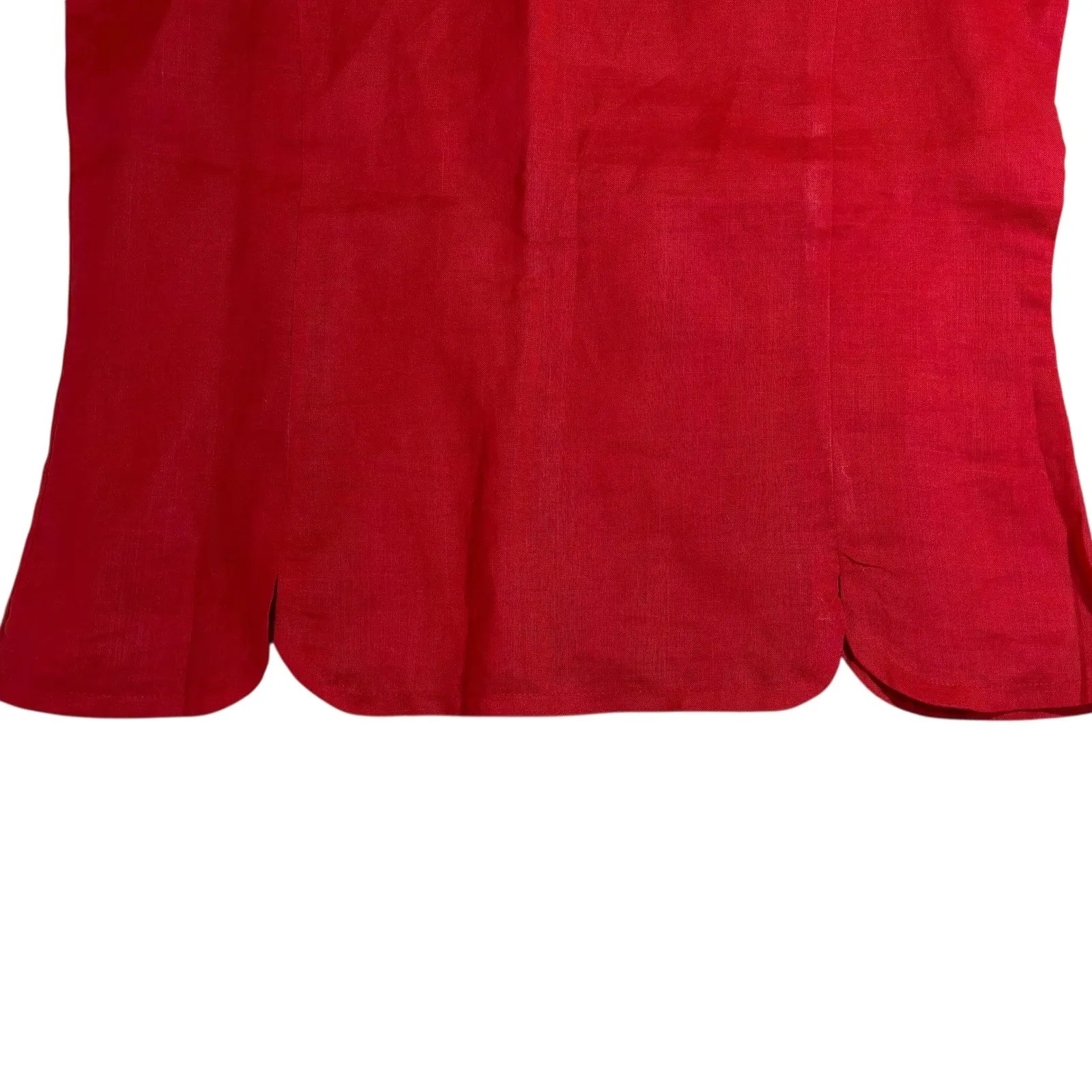 Carlie's Court Linen Tank Top Sleeveless Red Career Casual Scalloped‎ Hem 6 - Image 4