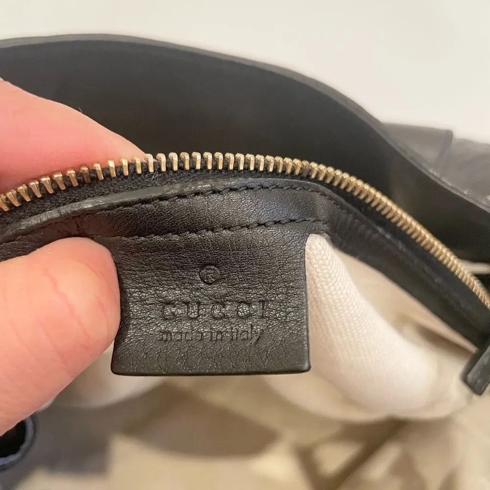 Gucci Black Leather Emily Medium Guccissima Shoulder Bag - Image 11