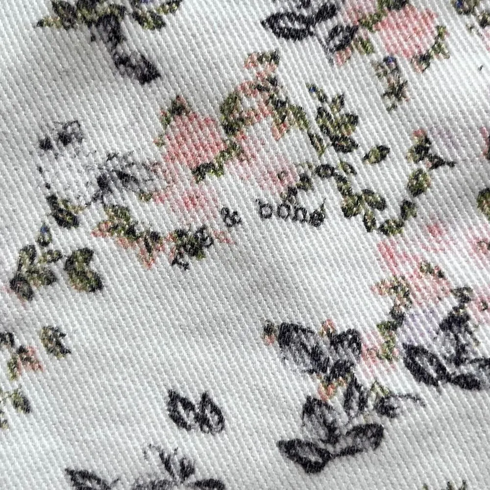 Rag & Bone Women's Ellie Floral High Rise Denim Shorts White Size 27 - Image 5