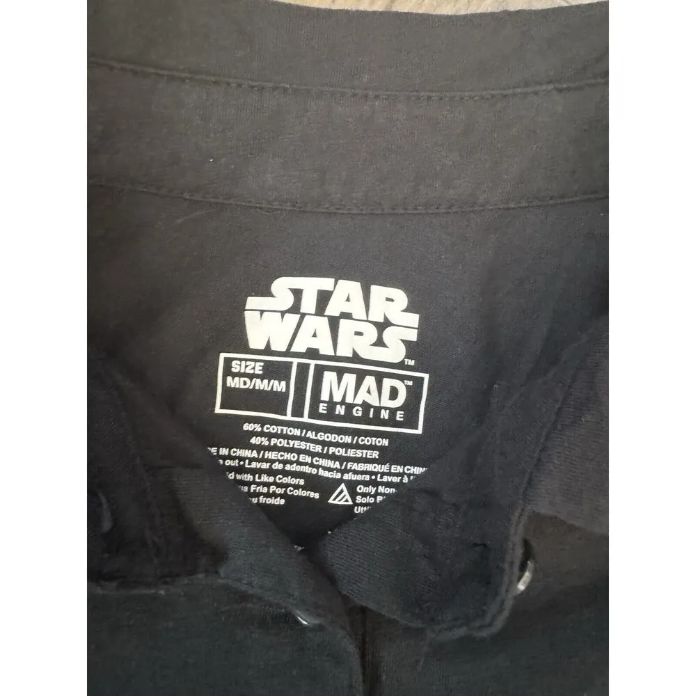 Star Wars Polo Shirt Mad Engine Long Sleeve Baby Yoda Collared Cropped Medium - Image 5