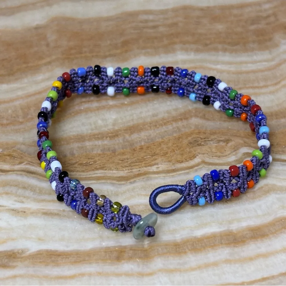 Handmade braided beads bracelet Purple - Image 2
