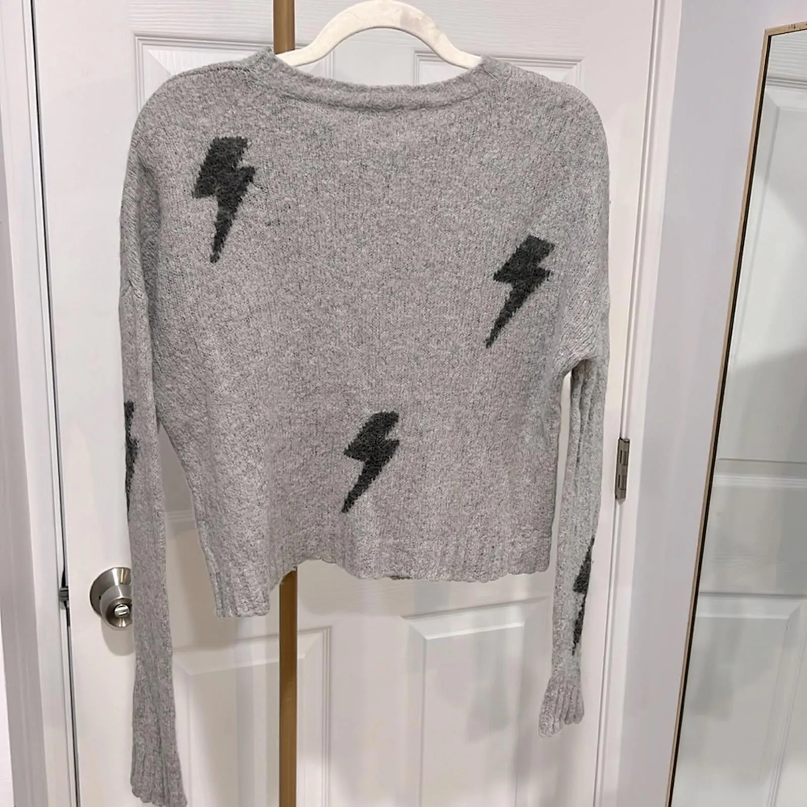 Rails  Perci Lightning Bolt Trendy Crewneck Wool Blend Sweater Medium Gray $165 - Image 5