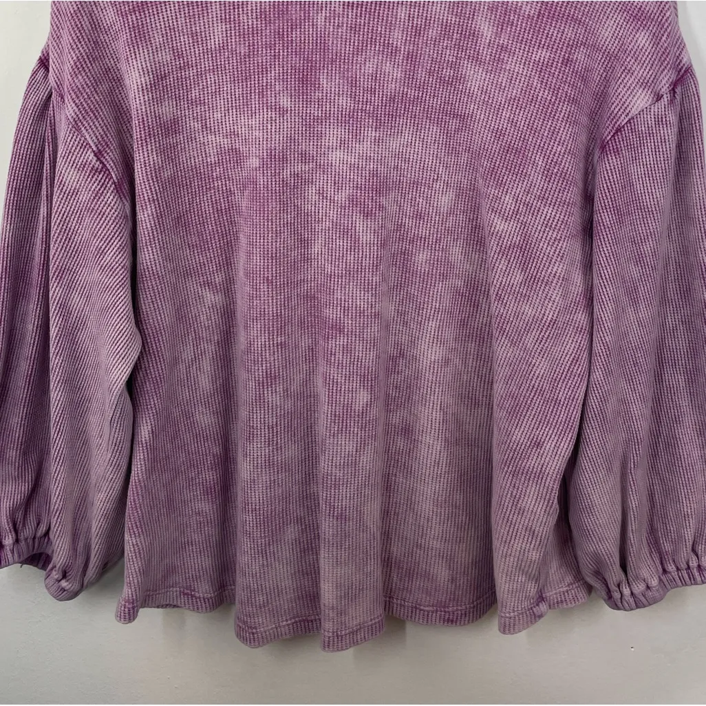 Pilcro Anthropologie Washed Waffle Thermal Sweatshirt size XS Lavender - Image 4