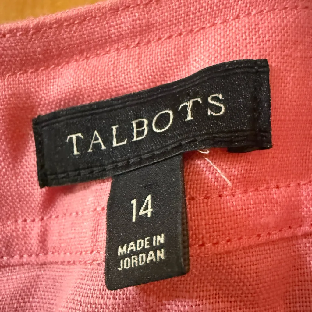 Talbots Pink Linen Bow Front Sleeveless Blouse Top Shirt Preppy Womens Size 14 - Image 3