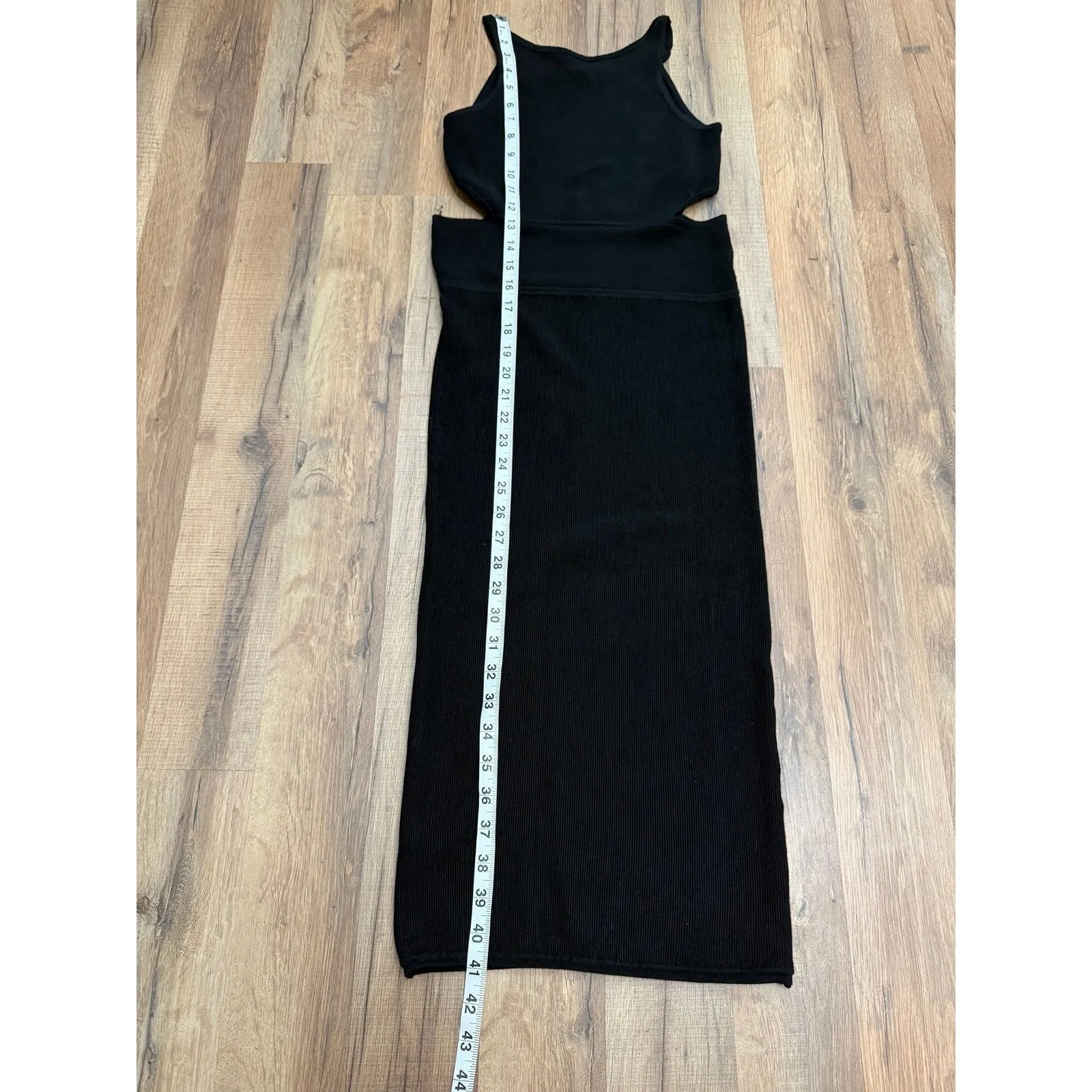 Olivaceous Black Ribbed‎ Knit Cutout Midi Dress Women's Size M Sexy Chic - Image 6