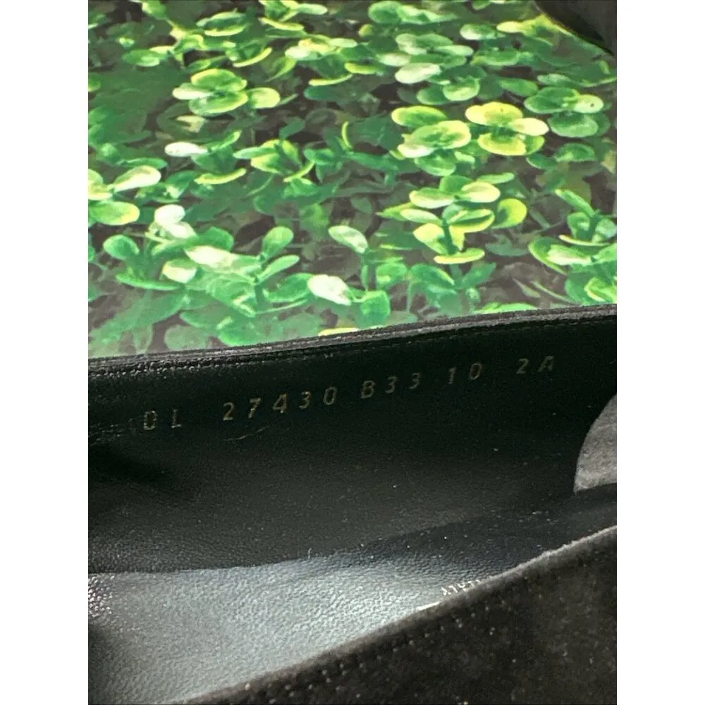 Salvatore Ferragamo Lillaz Women's Black Leather Bow Nubuck Pumps Size 10 AA - Image 8