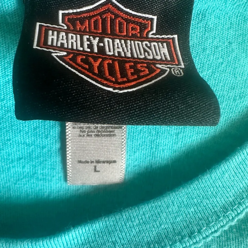 Harley Davidson Womens T-Shirt Size Large Blue Graphic 100% Cotton Basic - Image 4