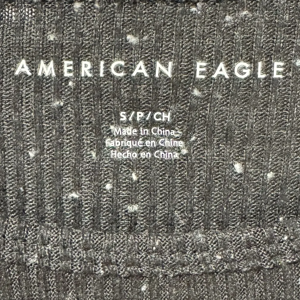 New American Eagle Black White Speckle Long Sleeve Ribbed Crop Top Women's Sz S - Image 5