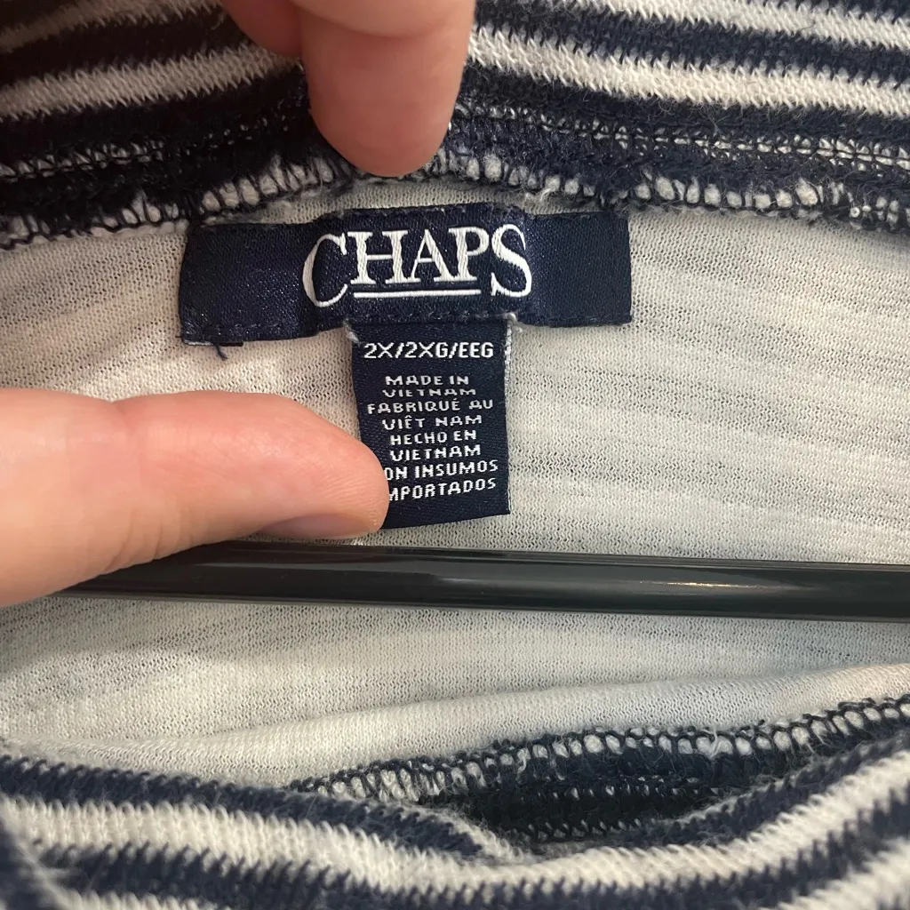 Chaps Navy and White Striped Cowl Neck Sweater sz 2X - Image 4