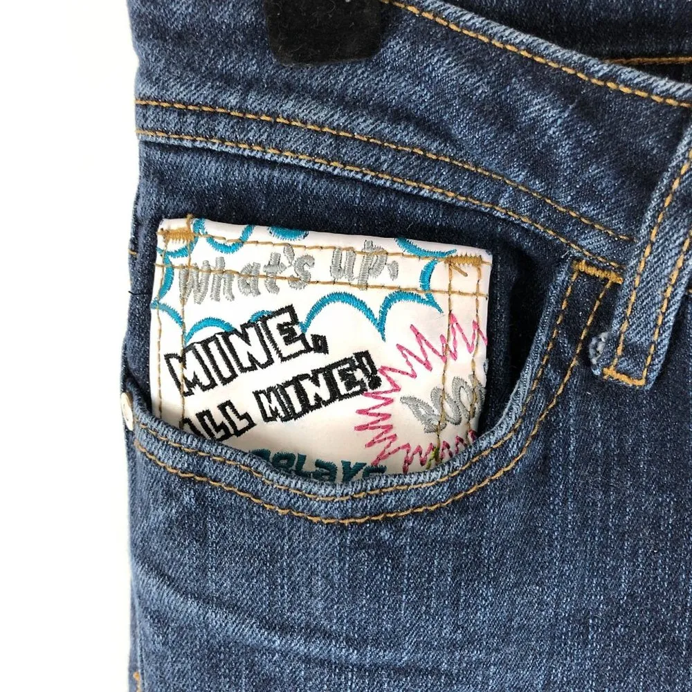 Lot 29 Womens Jeans Vintage Y2K Graphic Print Dark Wash Skinny 11 Blue Size undefined - Image 2