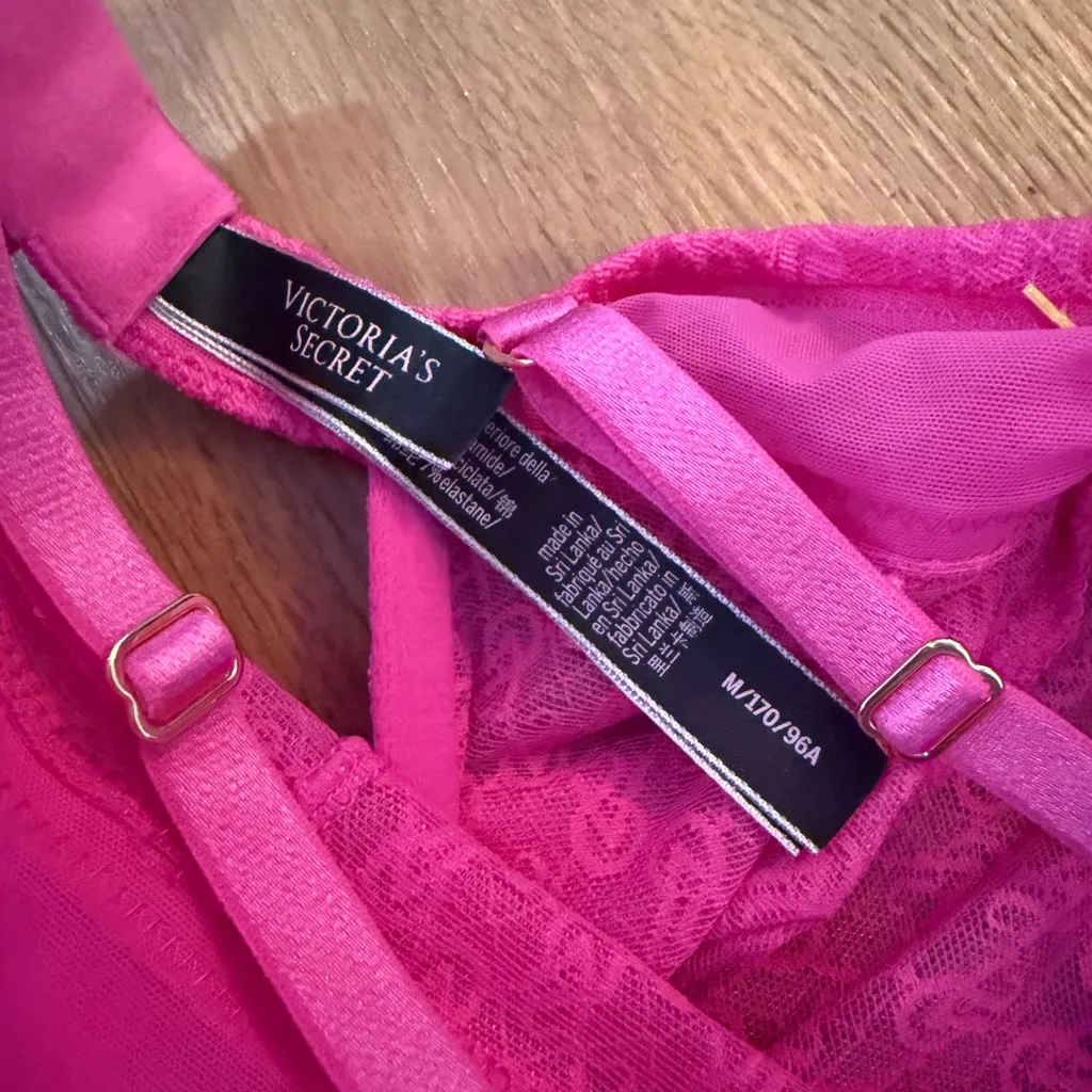 Victoria's Secret Lingerie The Icon Push Up Teddy Pink Lace Size Medium  / 96 A - Image 8