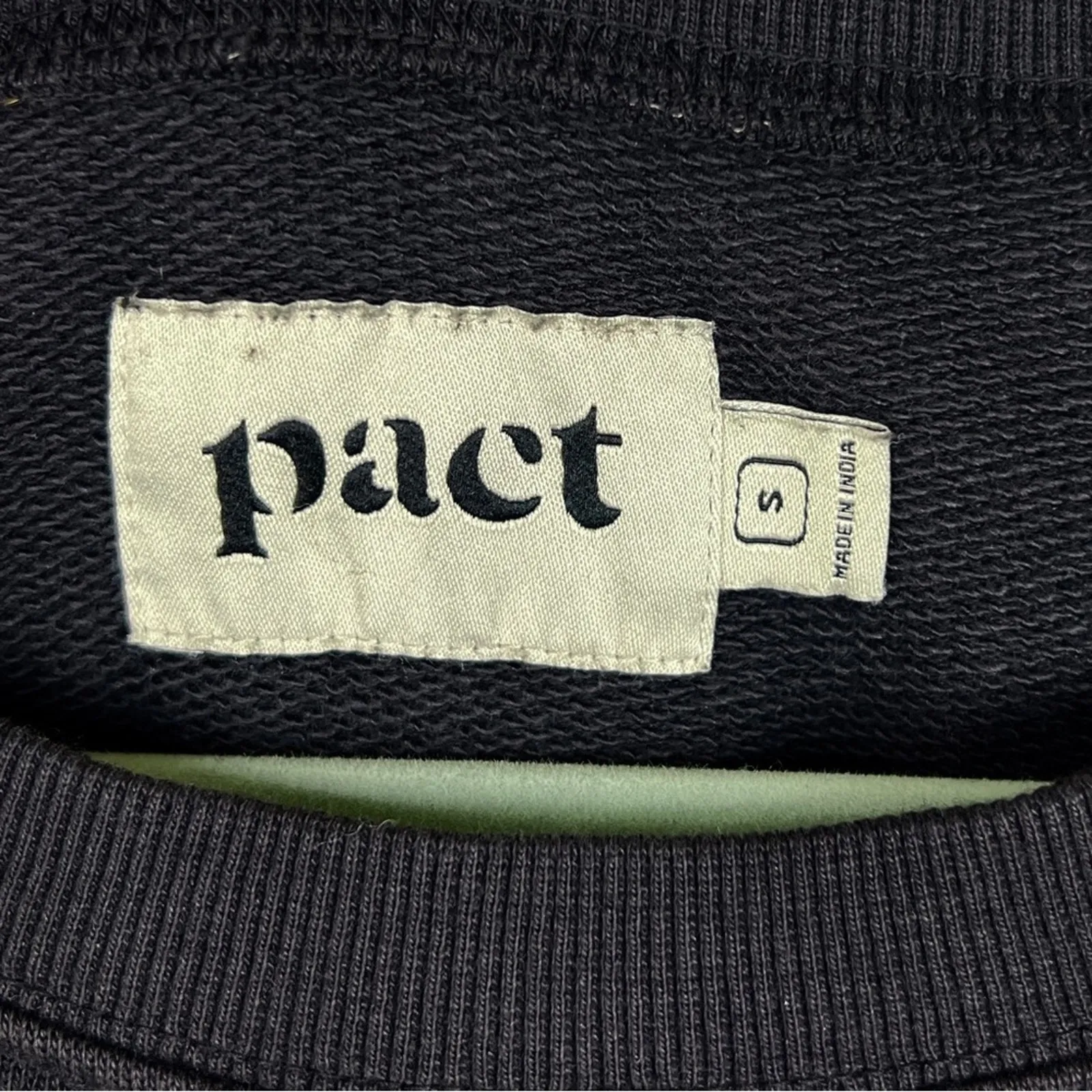 PACT Black Organic Cotton Essential Puff Sleeve Sweatshirt Dress S Pockets - Image 3