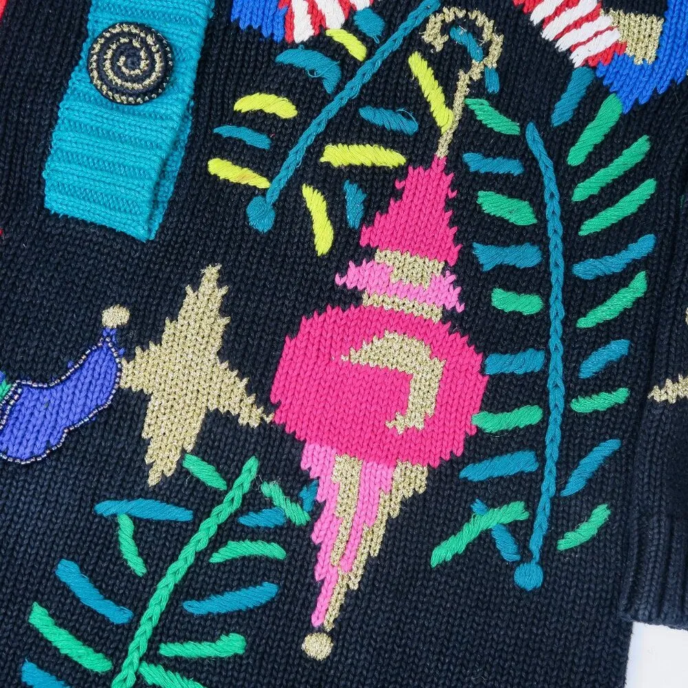 Vintage 90s, Lisa Nichols Christmas Santa Sweater Black Size M - Image 12