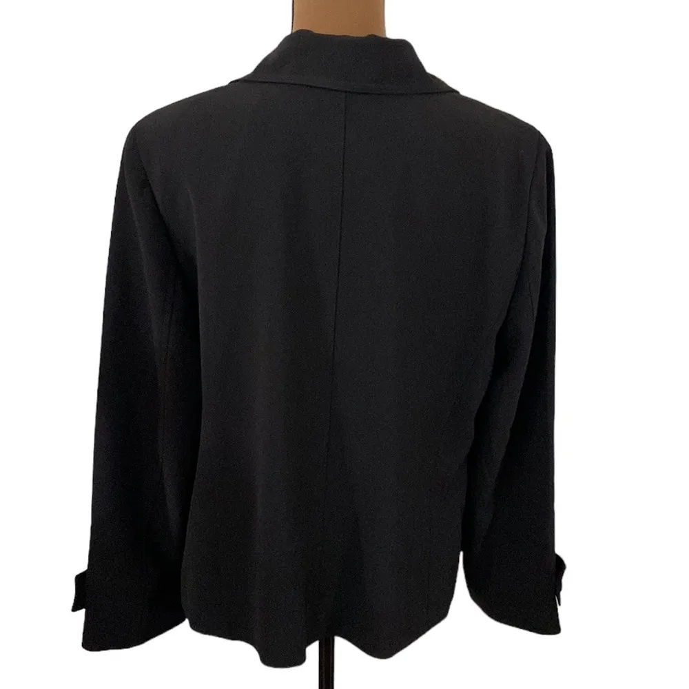 Talbots notched lapel concealed button placket short trench jacket black size 16 - Image 2