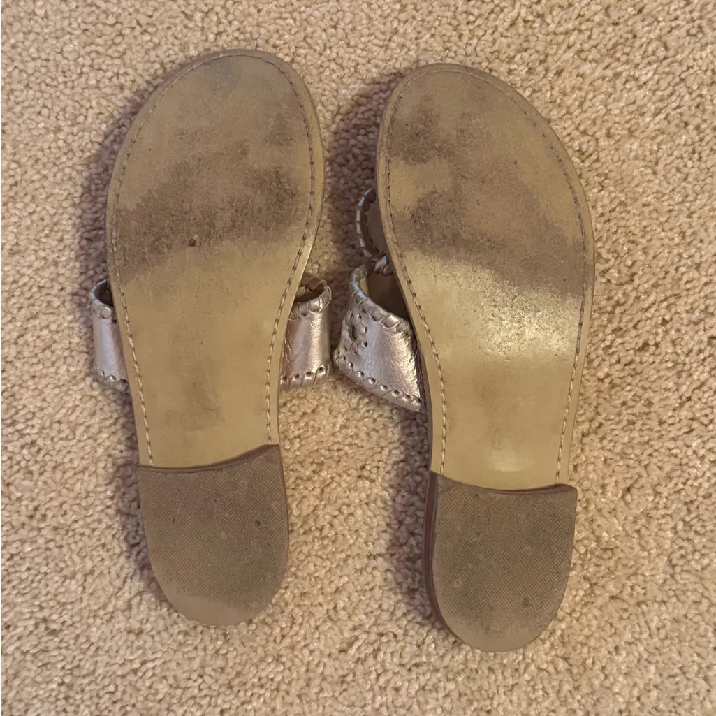 Jack Rogers Flat Sandal in Shiny Silver - Image 4