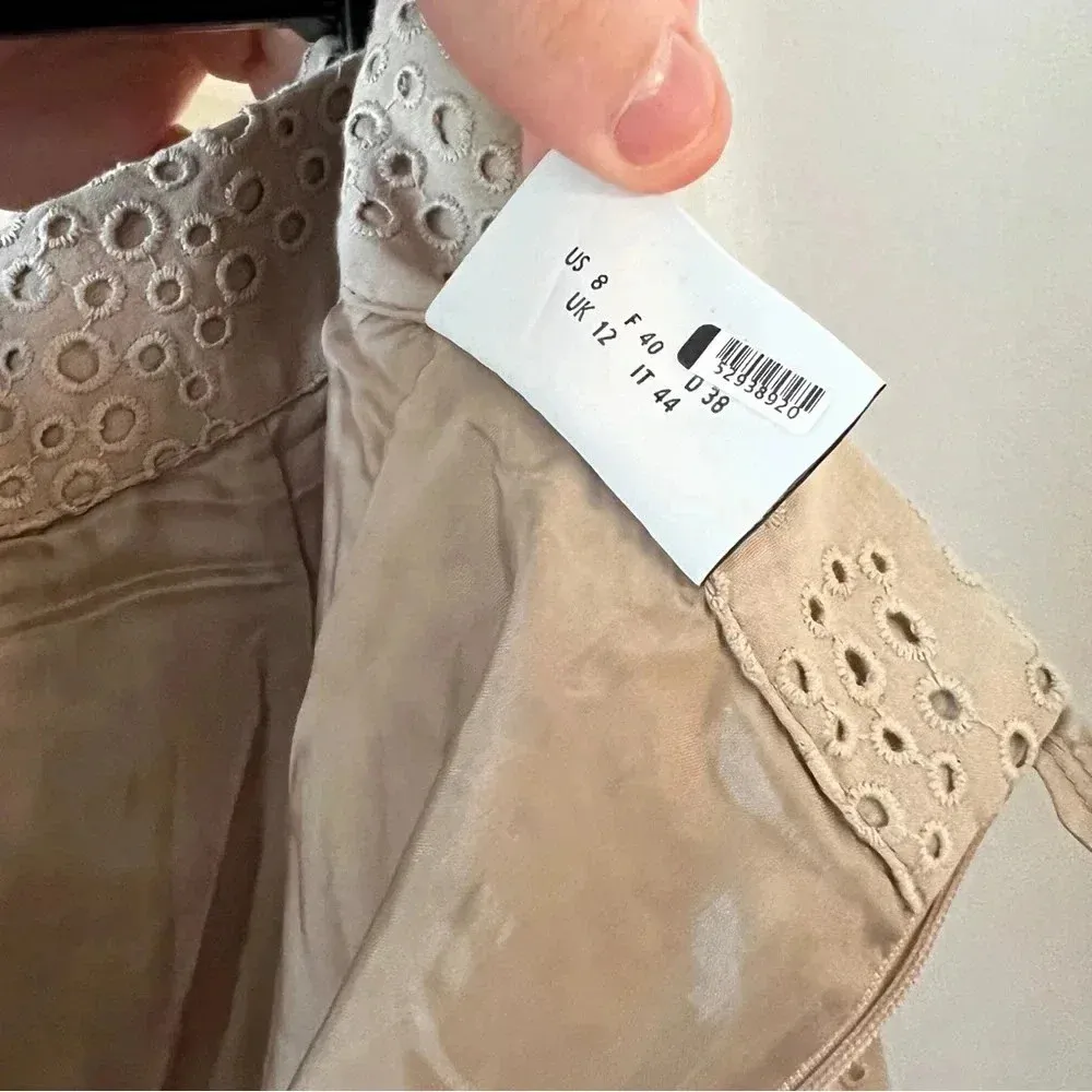 239 Akris Punto Gypsy Eyelet Clay Tiered Maxi Size 8 Color Cream Tan - Image 7