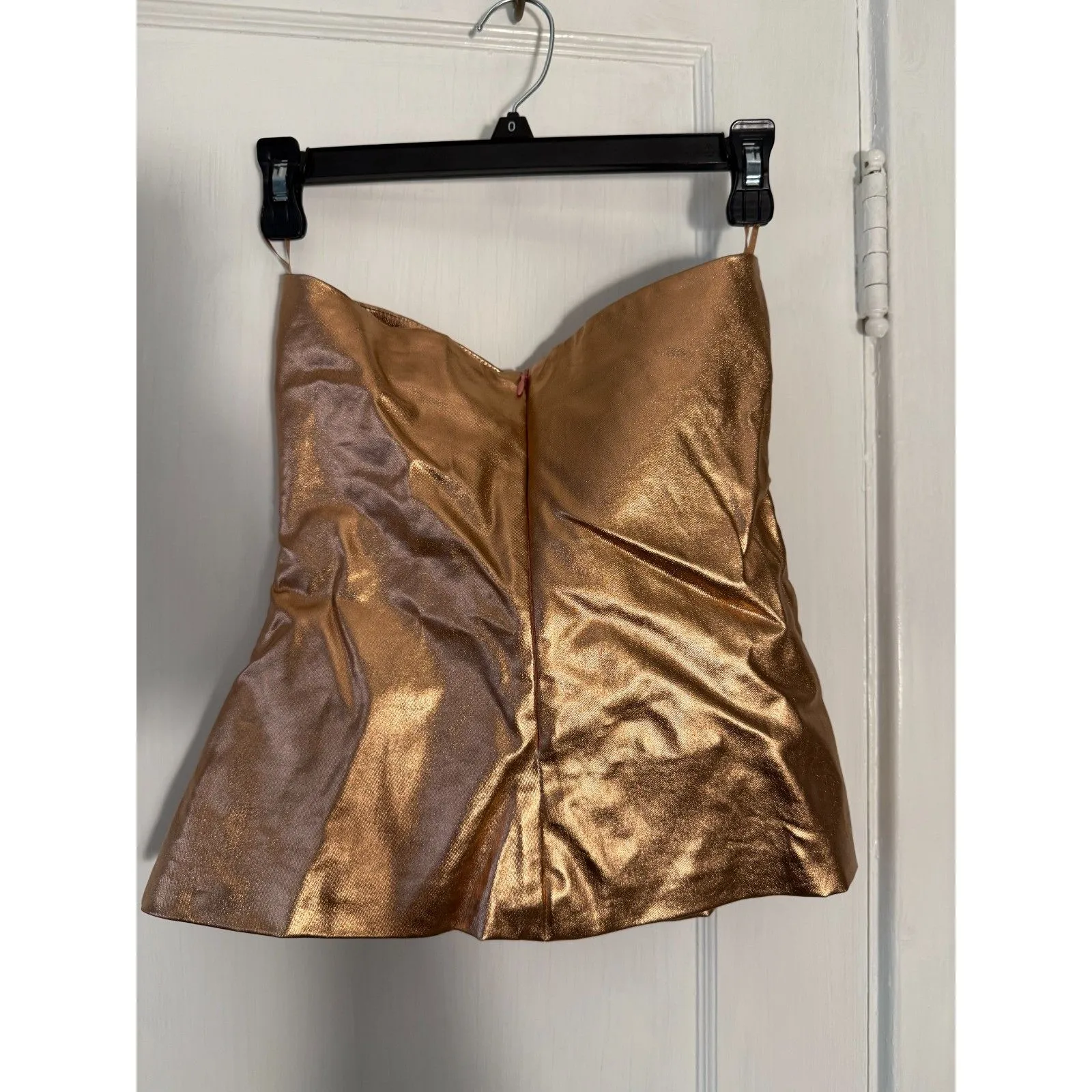 Zara Copper Rose Gold Metallic Strapless Top Size Small - Image 7