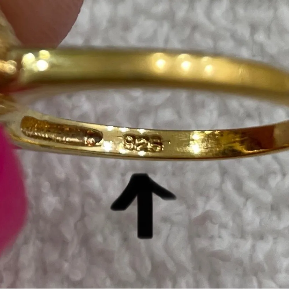 UTC Lab Thai Designer Gold Vermeil 925 Sterling Silver Emerald & CZ Ring Size 9 - Image 6