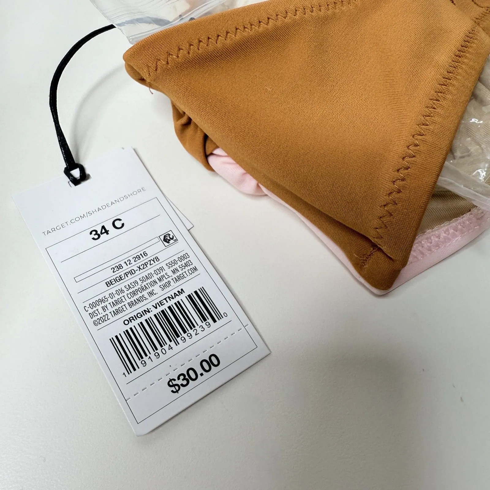 NWT Shade and Shore Adjustable Straps Brown Pink Bikini Top Sz 34C - Image 4