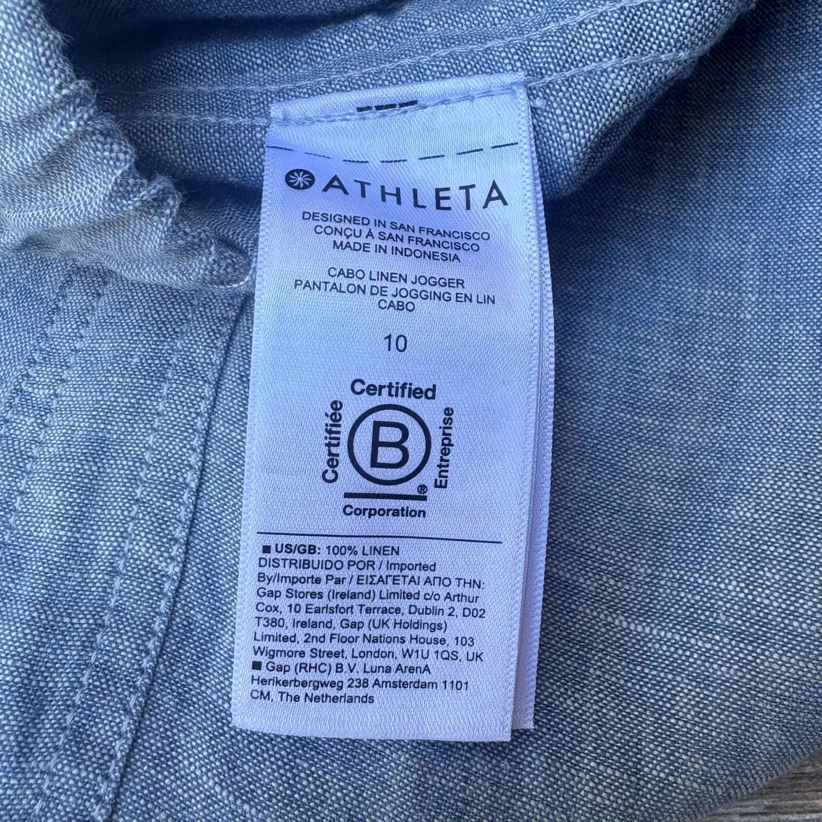 Athlet Cabo Linen Pants Sz 10 Light Blue Chambray Pull On Jogger Lightweight - Image 9