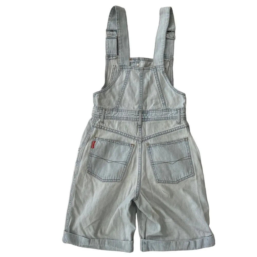 vintage 80s Gitano Pleated Front, scoop pockets Overalls Shorts Jean size small Blue - Image 2
