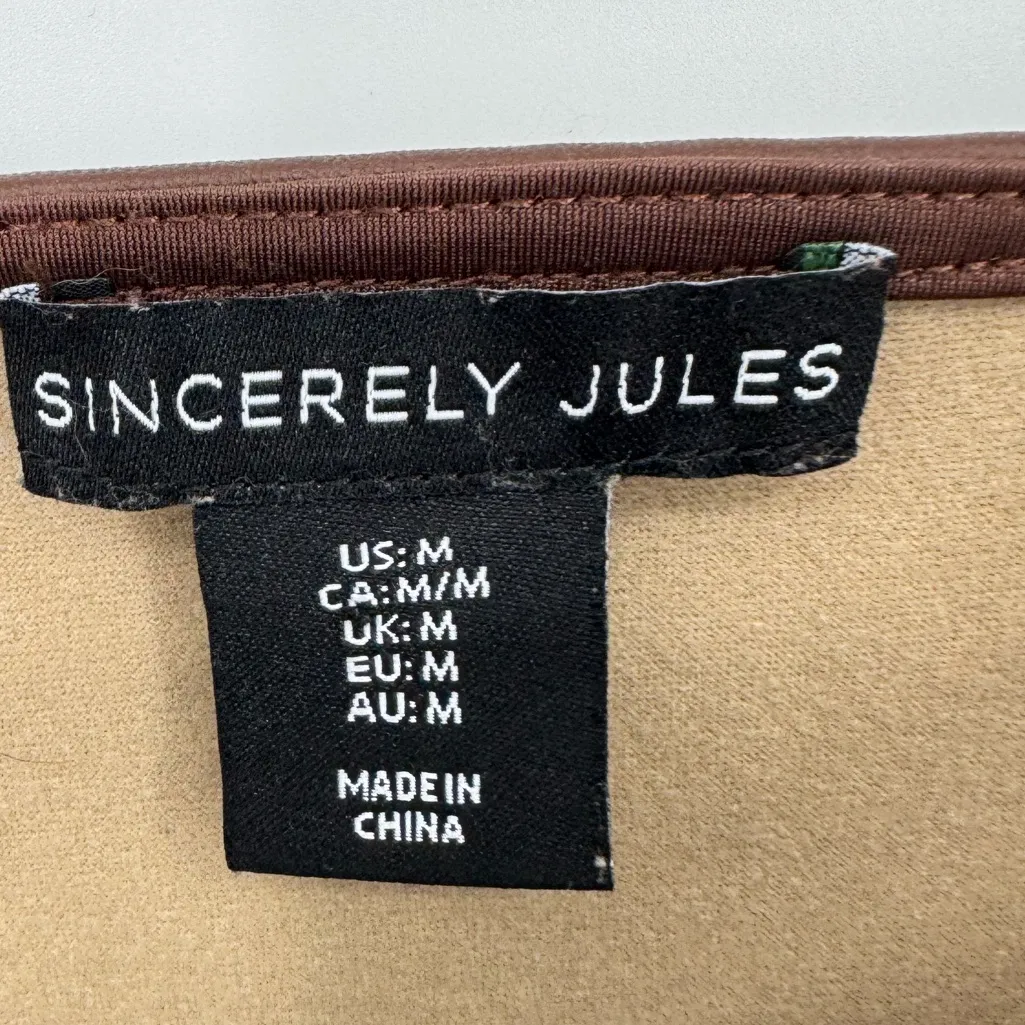 Sincerely Jules Faux‎ Leather Square Neck Bodysuit Medium Brown - Image 4