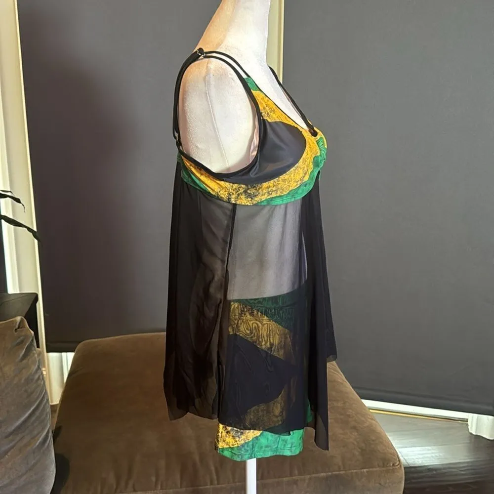 Women’s 2 Piece Jamaican Flag Design Bikini Swimsuit Bathers Size 2XL NEW Black - Image 3