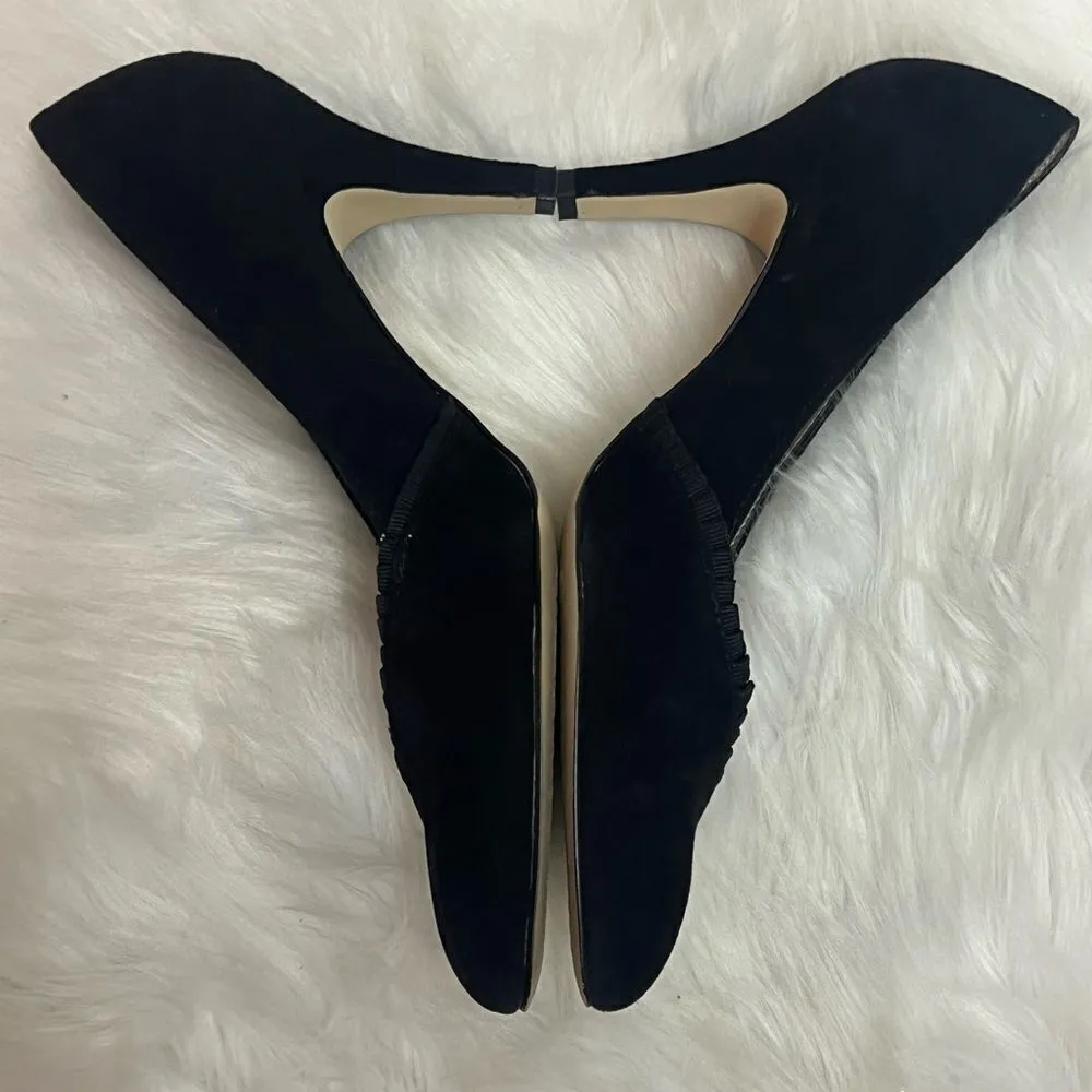 Liz Claiborne Black Suede Heels Size 8.5👠 D15‎ - Image 7