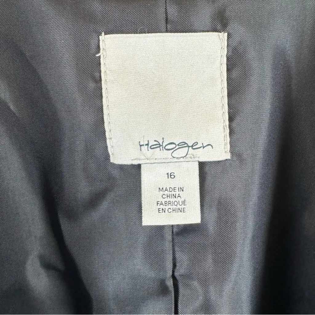 Halogen  Faux Leather Trim Single-Button Suit Jacket - Image 4