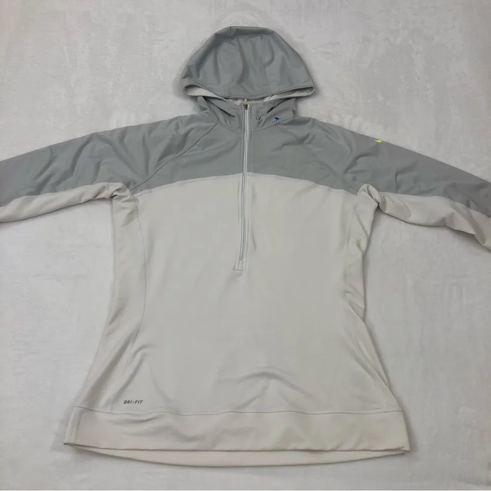 Nike Pro Dri Fit White & Gray 1/2 Zip Up Pullover Running Track Jacket Womens XL - Image 3