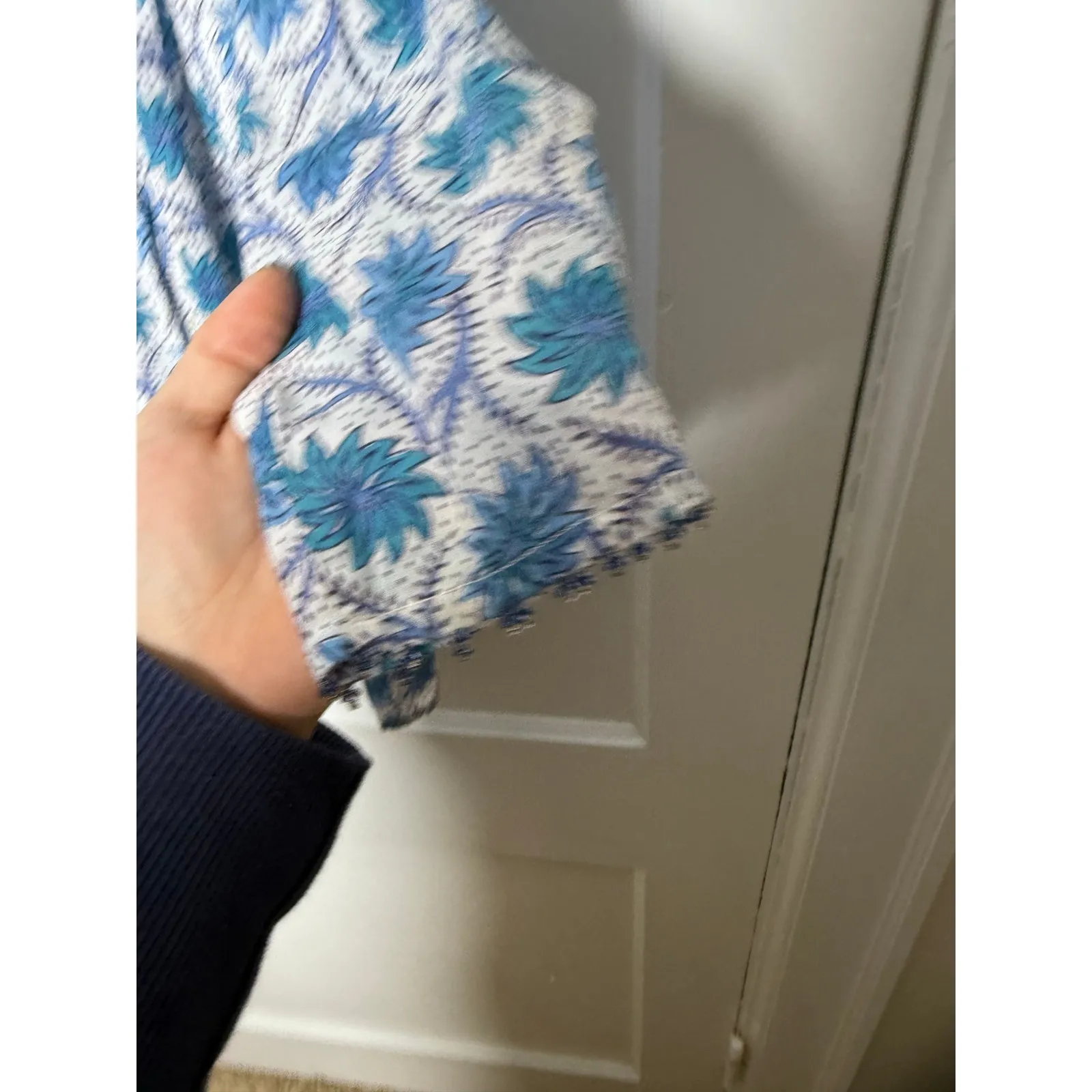 Roberta Roller Rabbit Block Print Blue Floral Cotton Tunic Top Blouse Small - Image 6