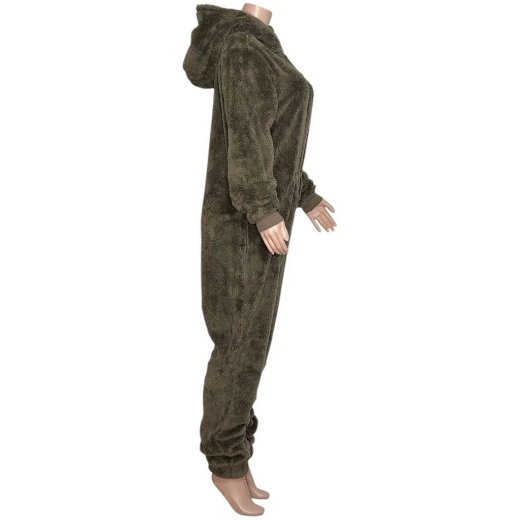 ONEPIECE Puppy Sherpa Jumpsuit, Taupe, Medium Brown - Image 8