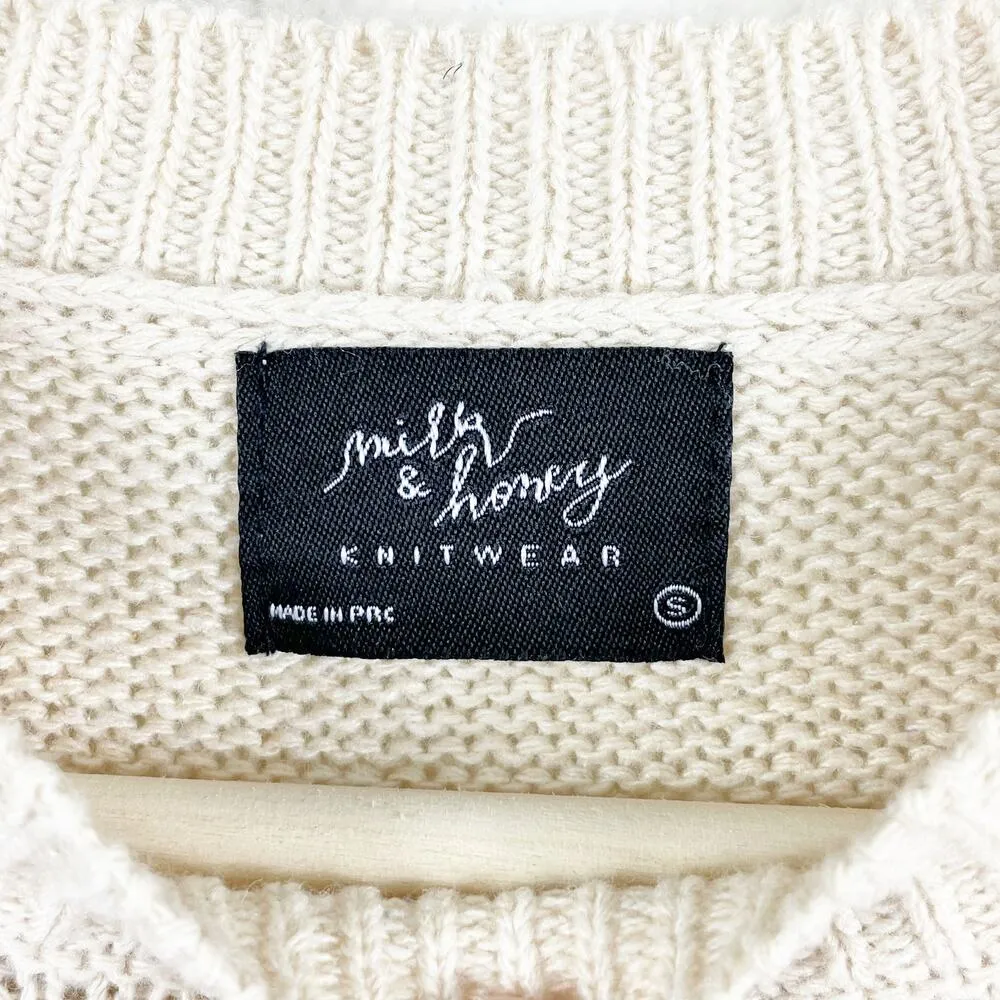 Milk & Honey Beige Ruffle Sweater Women's Size Small NWT Crew Neck NEW - Image 3