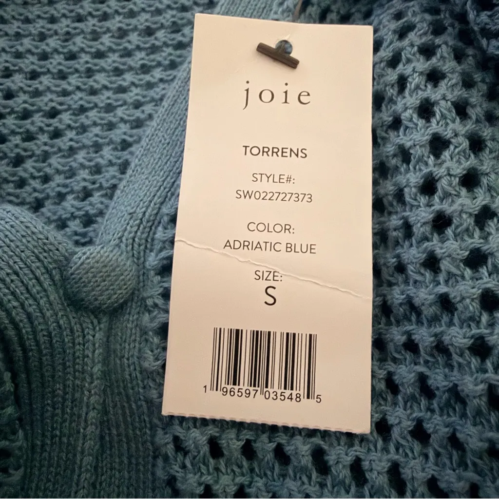 Joie Torrens Open-knit Cotton Mini Dress Adriatic Blue Small NWT - Image 9