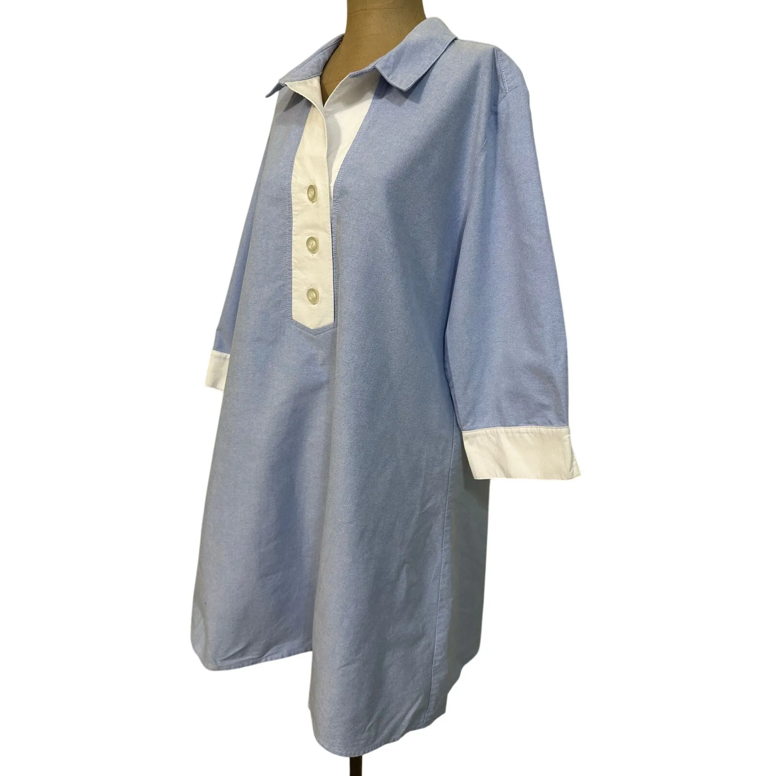 Duffield Lane Mini Dress The Raleigh Collared Dress in Blur Oxford size Large Blue - Image 7