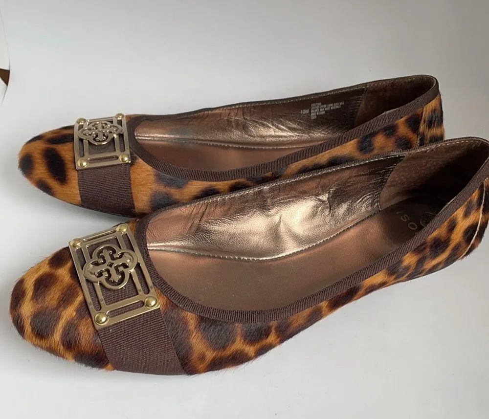 Isola Leather Calf Hair Animal Print Flats 10 - Image 2