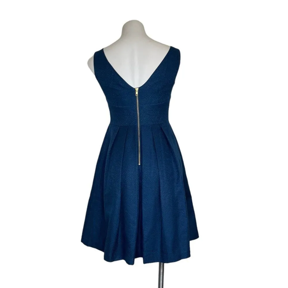 MIRROR OF VENUS Beau Dress V Back Blue Sleeveless Pockets Fit & Flare Size 2 - Image 2