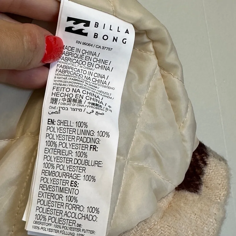 NWOT BILLABONG Lucky Charm Trucker Jacket Fleece Collar Large - Image 10