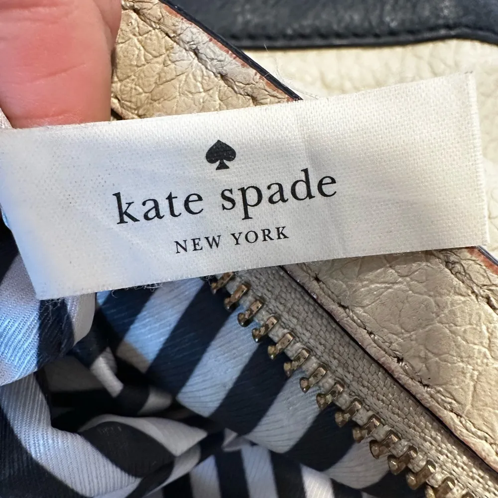 Kate Spade Tan Black Two Tone Colorblock Crossbody Leather Square Bag purse - Image 7