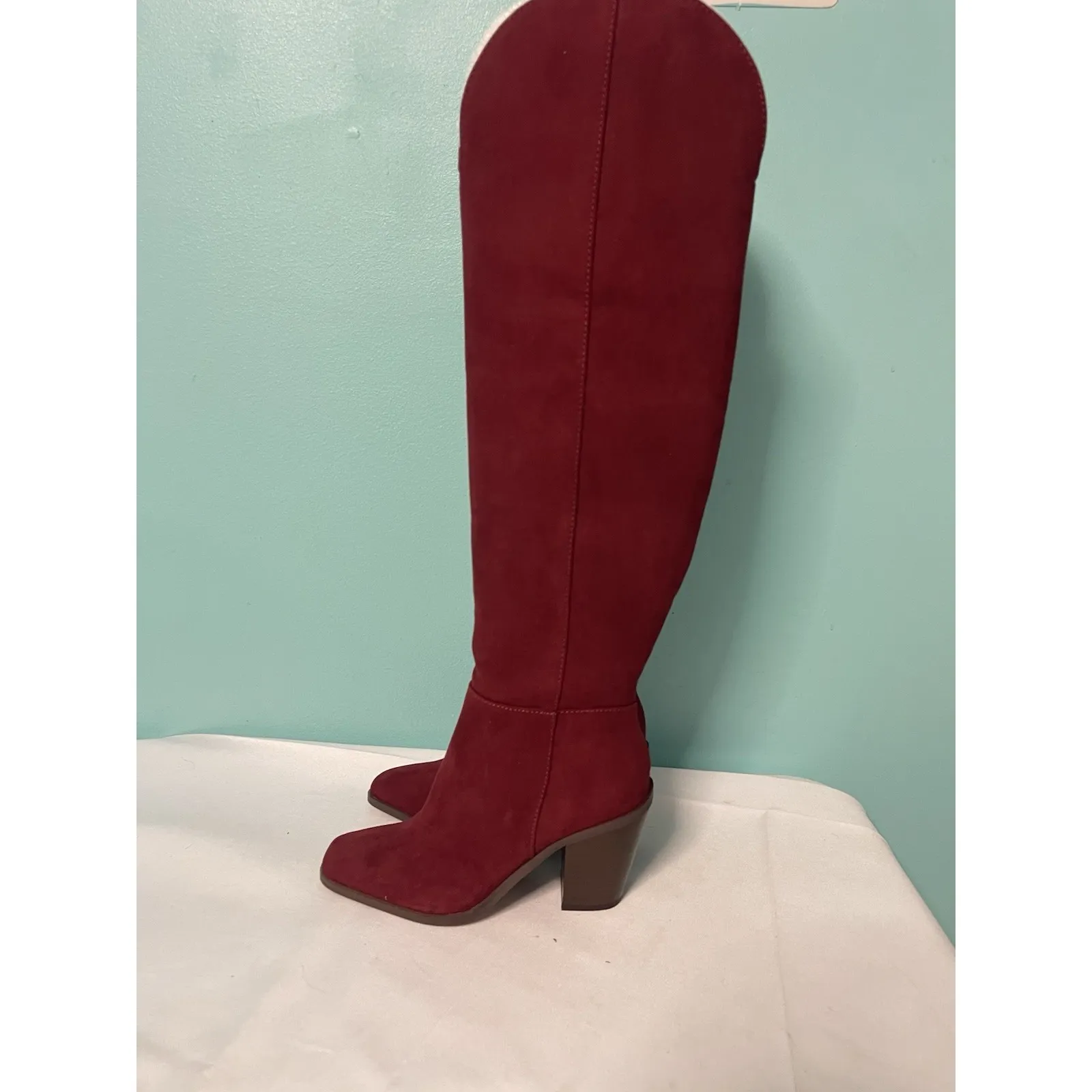 Jessica Simpson Ravyn Women's Over-The-Knee Zipper‎ Boots Burgundy Size 5 - Image 4