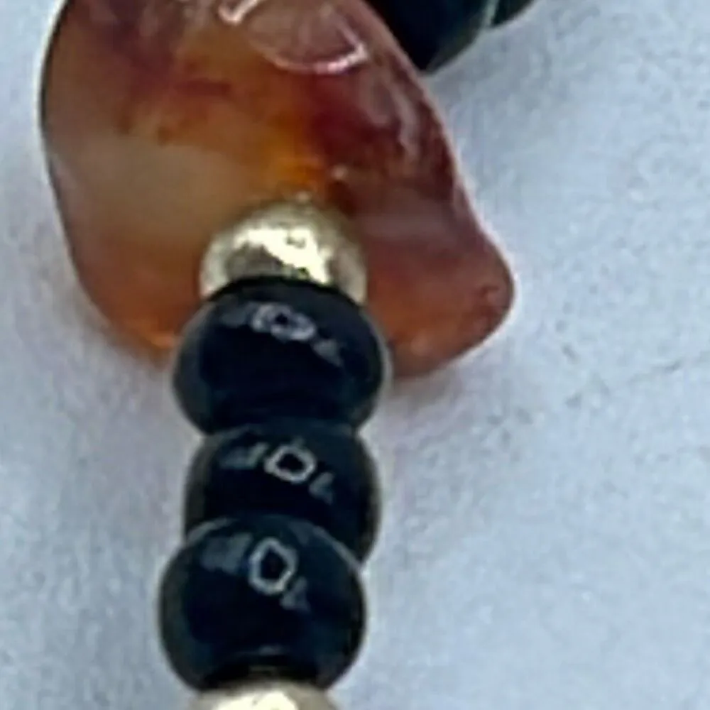 Artisan handmade large teardrop Guatemala Green Jaguar Jade raw Amber chip neckl - Image 8