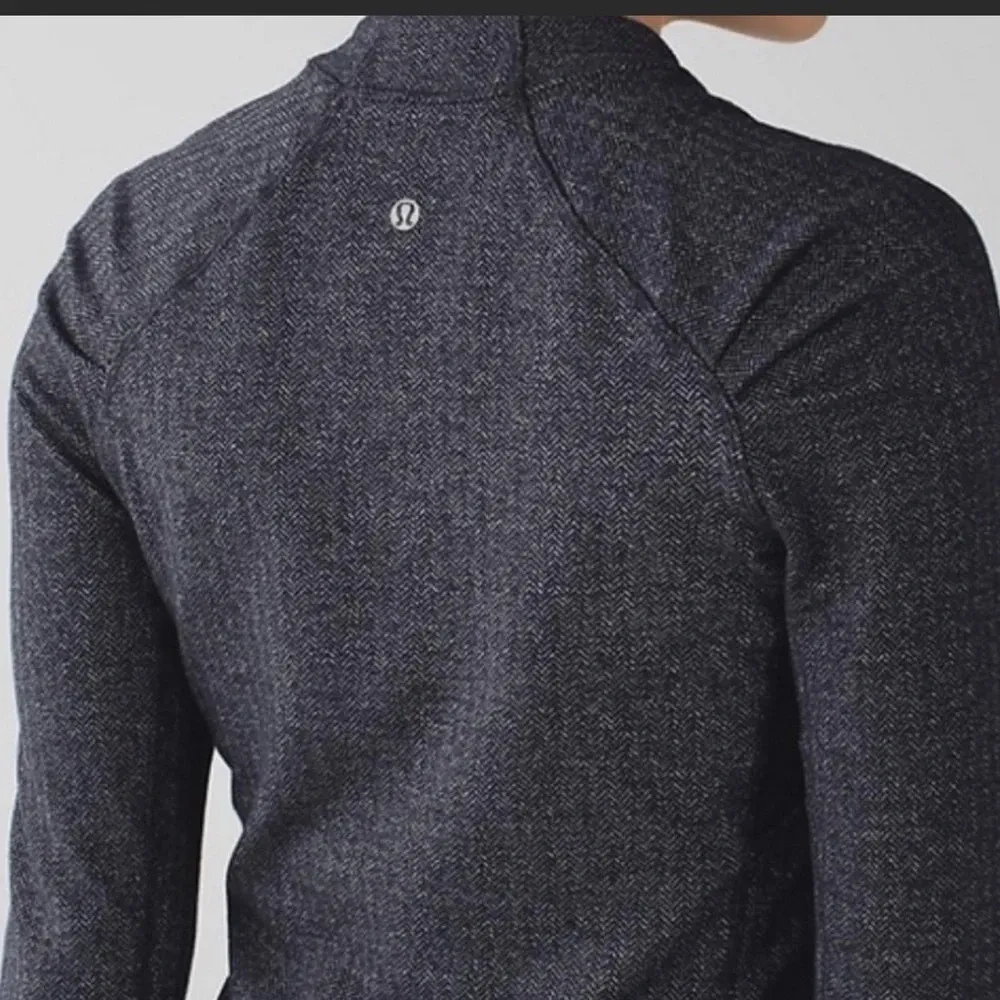 Lululemon Think Fast Long Sleeve Heathered Herringbone Heathered Black Size 4 - Image 12