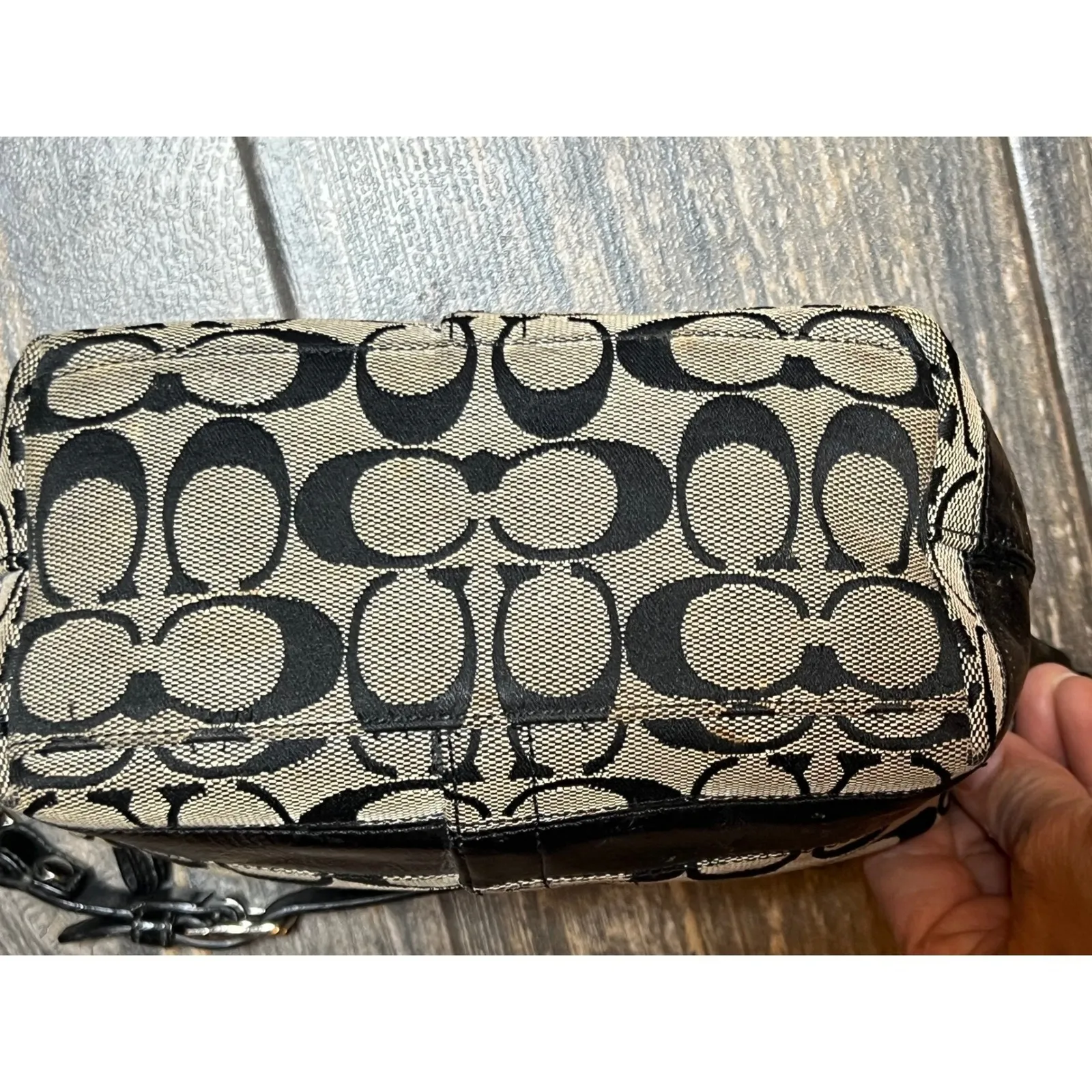 Coach Signature C Canvas Legacy Trim Hobo Shoulder Bag Purse Cosmetic 41642 Y2K - Image 6