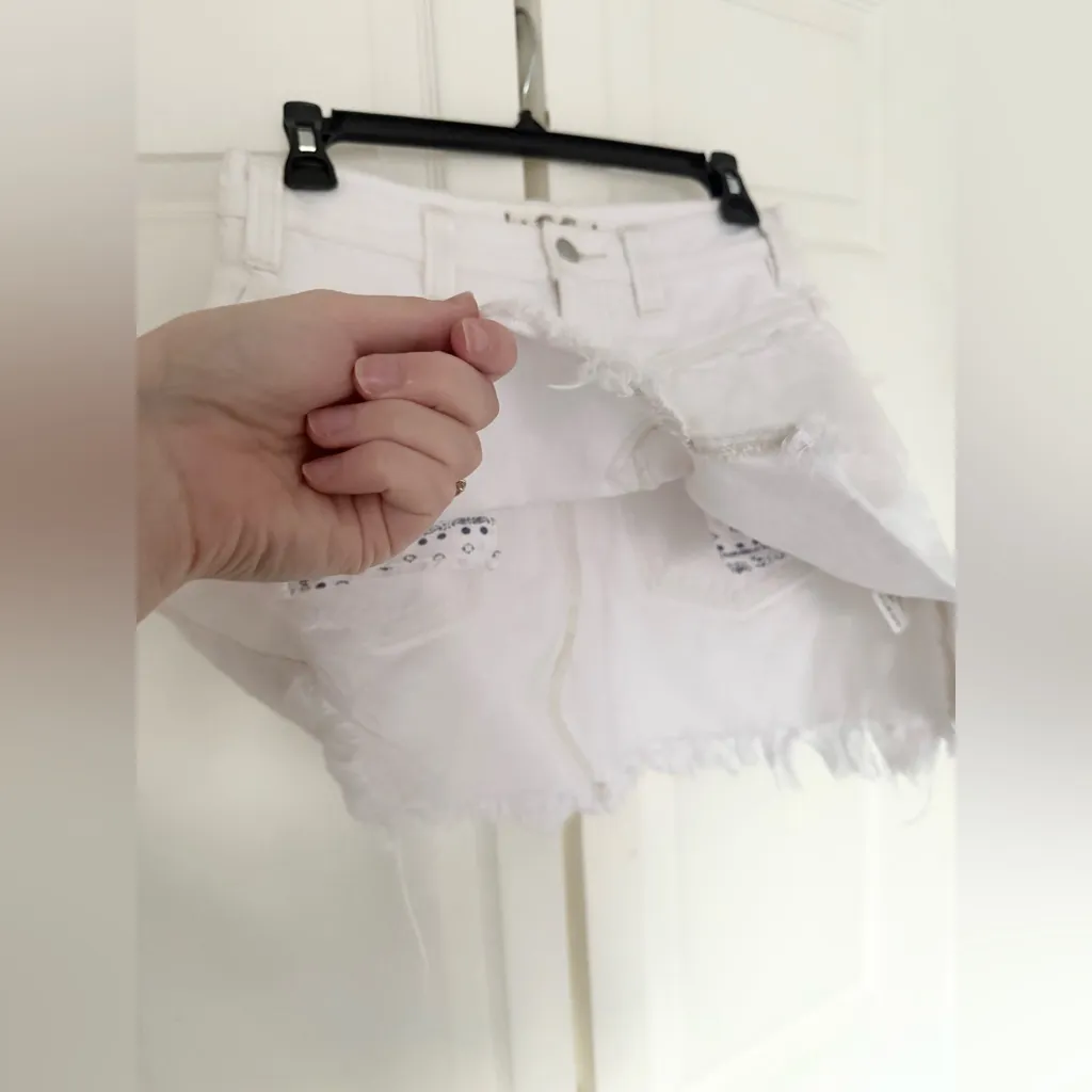 Free People We the Free Side Car Mini Skirt White Clay Denim Skirt Size 25 - Image 5