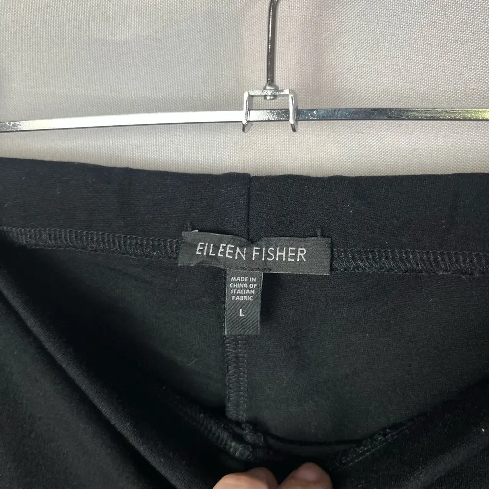 Eileen Fisher Black Crepe Straight Leg Pull On Pants L - Image 5