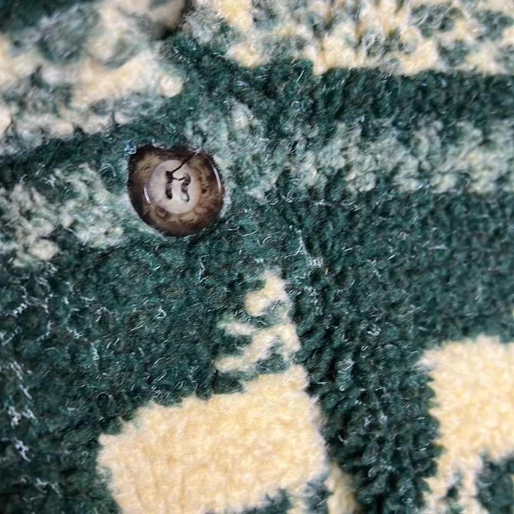 Vintage Fall Fleece Oversized Shacket Coatigan Jacket Green Size L - Image 8