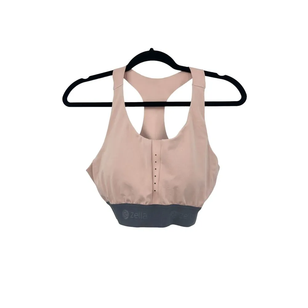 Zella Bra Womens Large Sports Go Run Perforated Sustain Pink Gray Racerback - Image 4