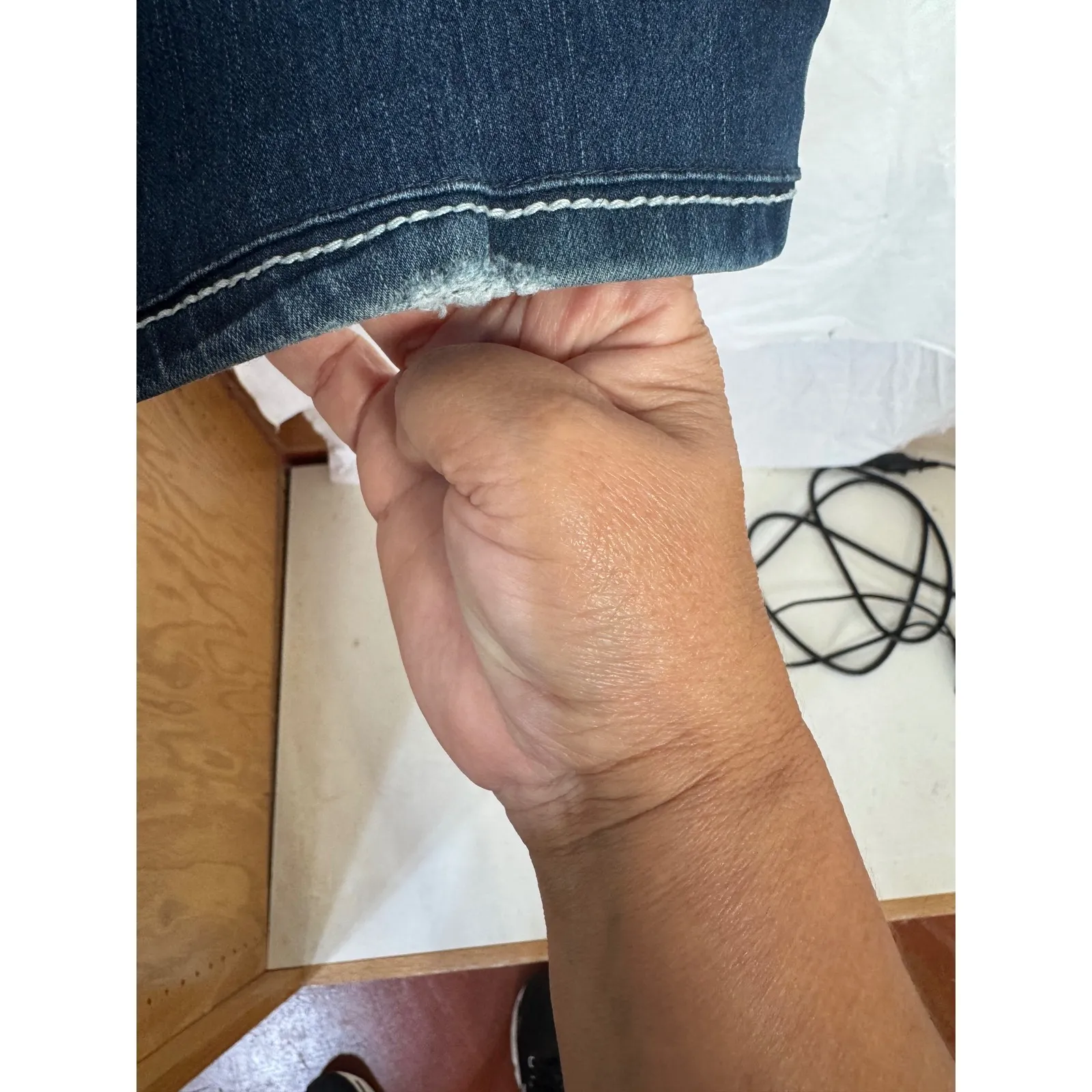 Love Indigo Women's Size 16 Blue Denim Embellished Pocket Bootcut Jeans - Image 3